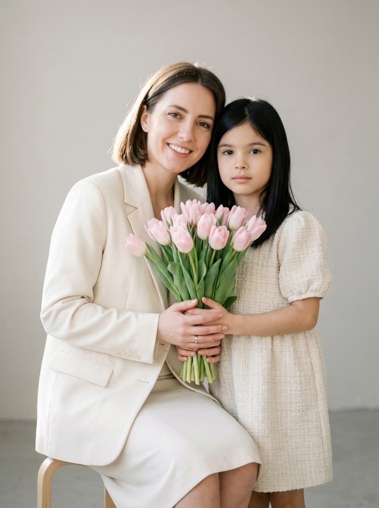 Photo shoot 8 march mama dochka AI effect result example