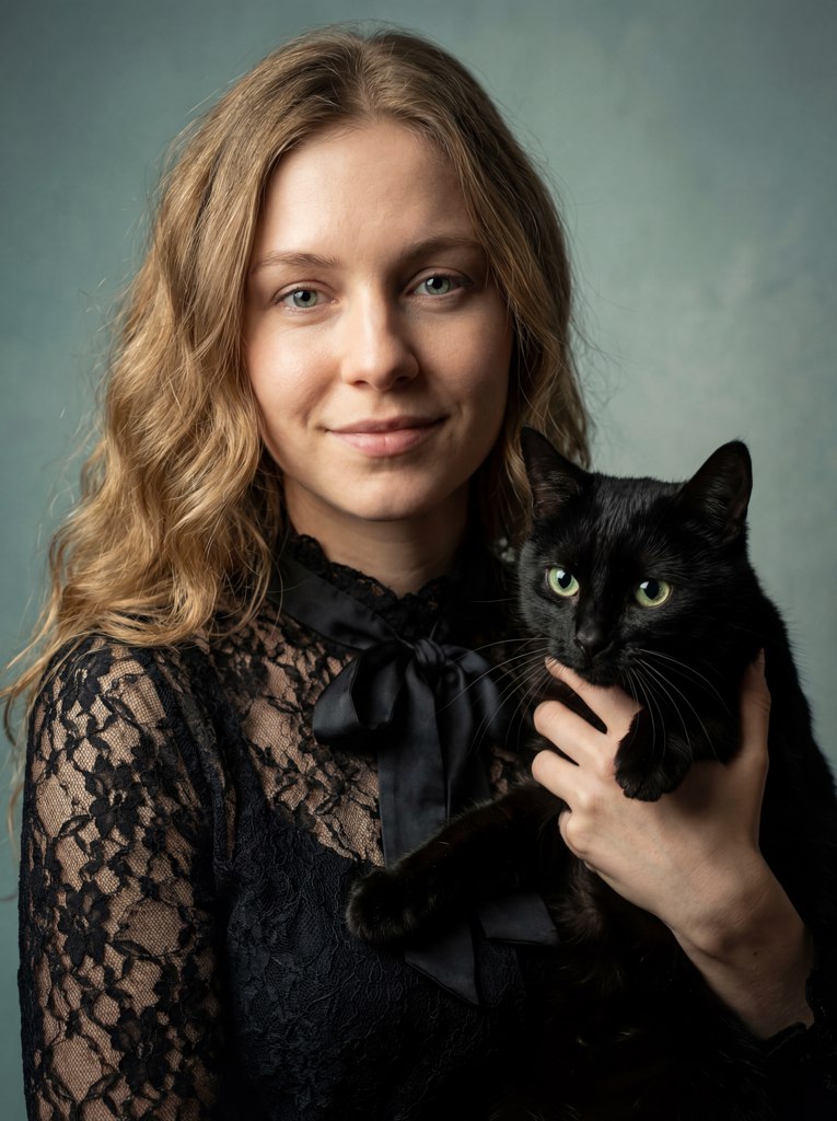 Goticheskij portrait chernaya koshka AI effect result example