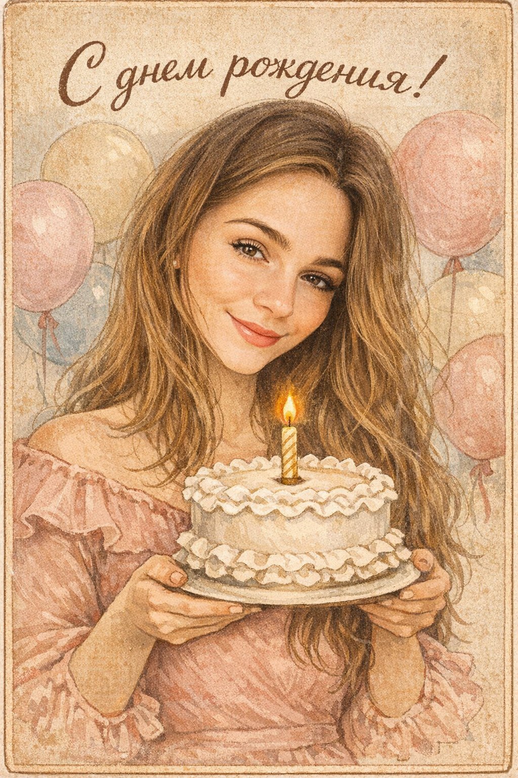Greeting card dnem birthday photo AI effect result example